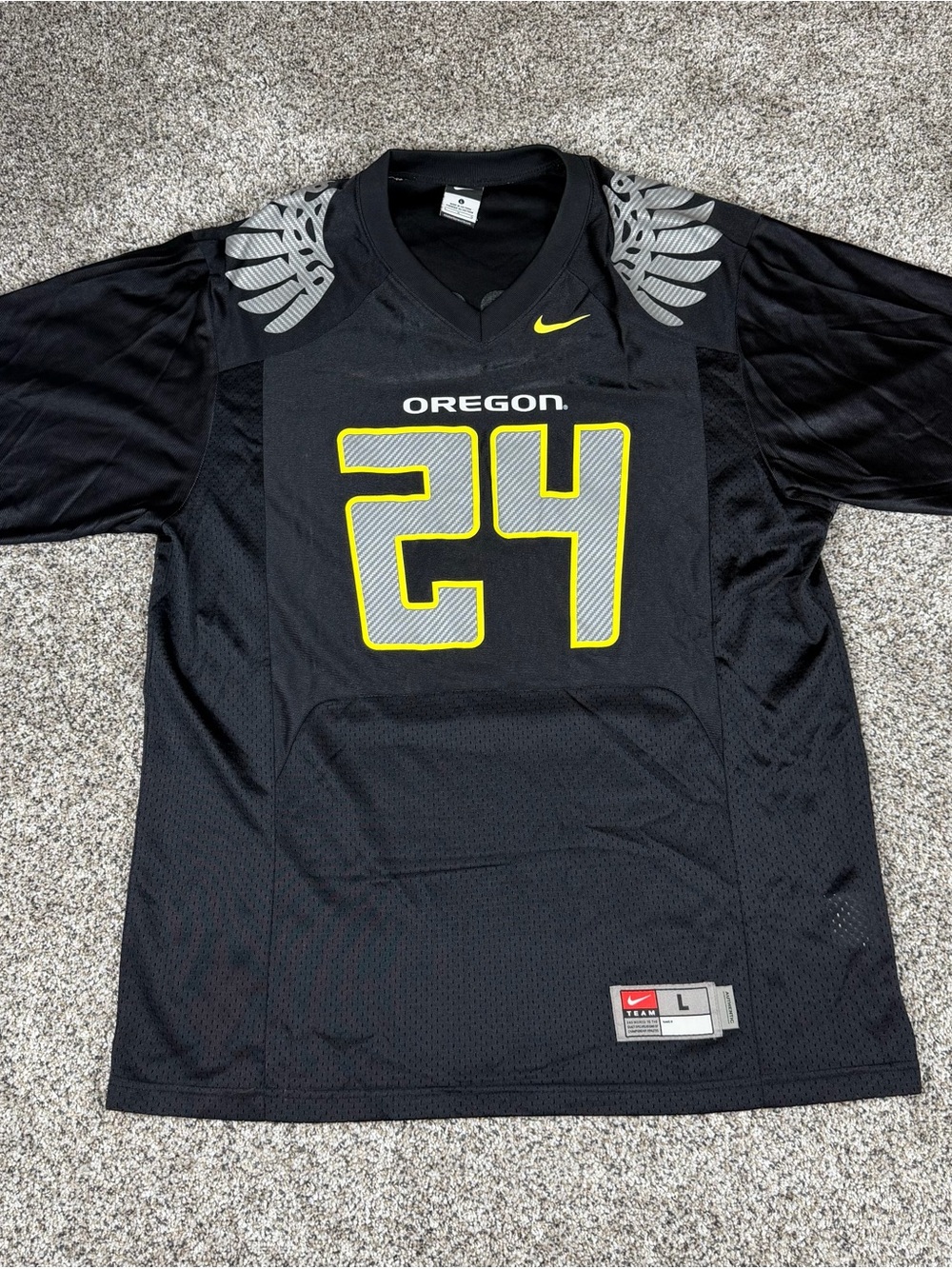 Nike Black and Yellow Oregon Ducks #24 Football Jersey